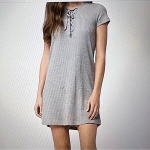 Roxy gray ribbed lace up dress. Size M